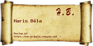 Haris Béla névjegykártya